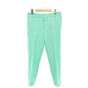 Drawer ギャバ スリムパンツ ボトムス スリット ジップフライ ウール シルク混 36 S ミントグリーン /YQ