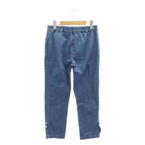 M'S GRACY 23年製 パールフリル裾 デニム クロップドパンツ ジーンズ 36 S 紺 ネイビー