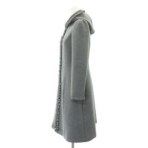 M'S GRACY フリル フード ジップアップ ロングコート 36 S グレー