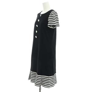 M'S GRACY 23年製 ボーダー 半袖 ワンピース 膝丈 36 黒 白 ブラック ホワイト