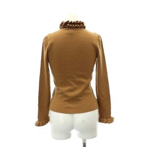 M'S GRACY フリル 長袖 ニット カットソー ウール ハイネック 38 M 茶 ブラウン