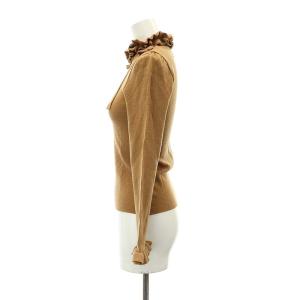M'S GRACY フリル 長袖 ニット カットソー ウール ハイネック 38 M 茶 ブラウン