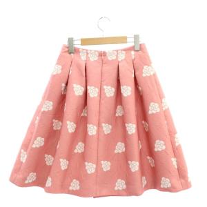 M'S GRACY カメリア ひざ丈 タックスカート フレアスカート 36 ピンク 白 ホワイト