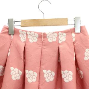 M'S GRACY カメリア ひざ丈 タックスカート フレアスカート 36 ピンク 白 ホワイト