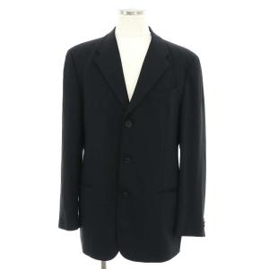 EMPORIO ARMANI スーツ セットアップ 上下 テーラードジャケット 2B 総裏地 パンツ スラックス タック 52 黒 ブラック