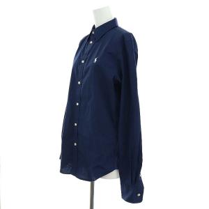 POLO RALPH LAUREN コットン ロゴ刺繍シャツ ブラウス 長袖 6 M 紺 ネイビー