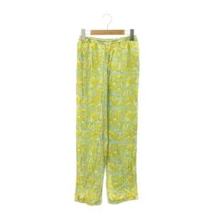 NE QUITTEZ PAS! Moss Rayon Botanical Print Pants パンツ S 黄緑 水色 SH /SY