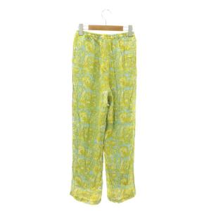NE QUITTEZ PAS! Moss Rayon Botanical Print Pants パンツ S 黄緑 水色 SH /SY