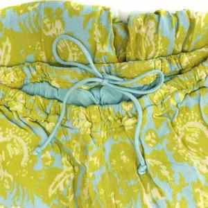 NE QUITTEZ PAS! Moss Rayon Botanical Print Pants パンツ S 黄緑 水色 SH /SY