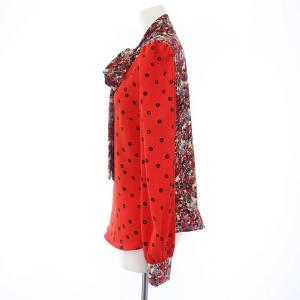 MAX&CO. タイカラー フラワー ドット ロングスリーブブラウス 長袖 プルオーバー 総柄 36 XS 赤 レッド