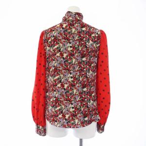 MAX&CO. タイカラー フラワー ドット ロングスリーブブラウス 長袖 プルオーバー 総柄 36 XS 赤 レッド