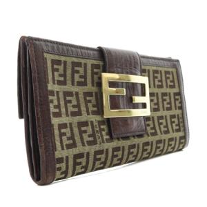 FENDI ズッカ柄 Wホック 長財布 切替 茶色 ブラウン 8M0032