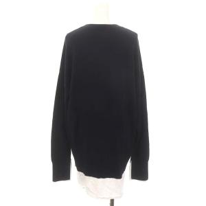 ENFOLD 22SS カットヘムニットPULLOVER カットソー 長袖 チュニック丈 フェイクレイヤード 38 紺 白 ネイビー ホワイト