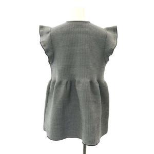 UNITED ARROWS ペプラム フリルスリーブ ジャカード ニットベスト 前開き 黒 ブラック