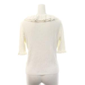 TO BE CHIC フリル ニット セーター 五分袖 ボウタイ 40 白 ホワイト