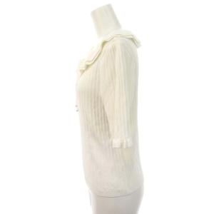 TO BE CHIC フリル ニット セーター 五分袖 ボウタイ 40 白 ホワイト