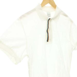 PAUL SMITH シグネチャーストライプ リブ ポロシャツ 半袖 鹿の子 M 白 ホワイト