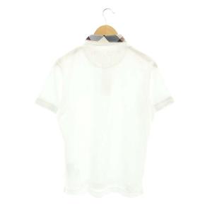BLACK LABEL CRESTBRIDGE チェック ポロシャツ 半袖 エンブレム刺繍 切替 鹿の子 M 白 ホワイト マルチカラー