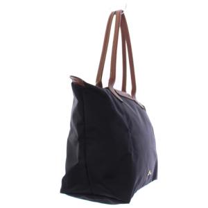Longchamp ルプリアージュ ハンドバッグ トートバッグ M ナイロン レザー 黒 ブラック 茶 ブラウン