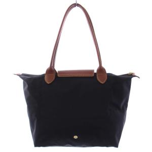 Longchamp ルプリアージュ ハンドバッグ トートバッグ M ナイロン レザー 黒 ブラック 茶 ブラウン