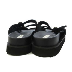 UNITED ARROWS 3ライン ビジュー ミュールサンダル フラット 38 24cm 黒 ブラック