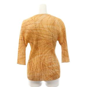 PLEATS PLEASE ISSEY MIYAKE イッセイミヤケ 22SS プリーツ 総柄 ハーフスリーブ カットソー 五分袖 3 オレンジ