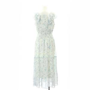 SNIDEL 24SS Sustainableプリーツフリルワンピース マキシ ロング フレンチスリーブ シアー シースルー 1 M 白