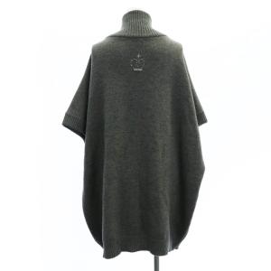 QUEENE AND BELLE ラインストーンロゴウールロングカーディガン ニット 七分袖 グレー