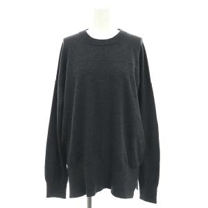 クルーネックニット セーター 長袖 プルオーバー L ダークグレー