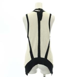 Y's Red Label ノースリーブ ニット セーター フロントボタン リネン 2 M 白 ホワイト 黒 ブラック