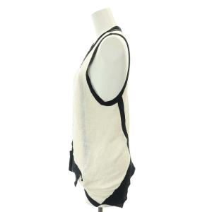 Y's Red Label ノースリーブ ニット セーター フロントボタン リネン 2 M 白 ホワイト 黒 ブラック