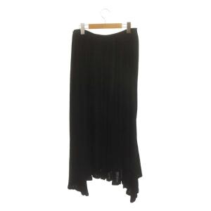 Yohji Yamamoto +NOIR シルク混 スカート ロング マキシ丈 フレア アシンメトリー 3 黒 ブラック NZ-T37-231