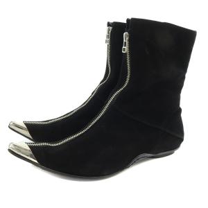 Y's Red Label ジップアップ ショートブーツ ポインテッドトゥ 切替 3 23cm 黒 ブラック