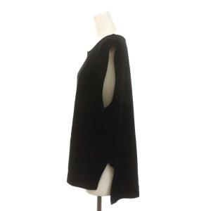 GALERIE VIE クレープコットン ノースリーブプルオーバーニット カットソー S 黒 ブラック