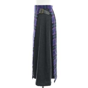 DRESSTERIOR 23AW タータンチェックキルトスカート ラップデザイン ロング 34 紫 パープル グレー