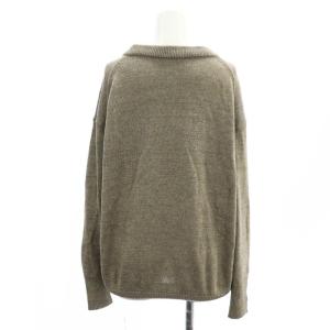 Deuxieme Classe ikat風 プルオーバー ニット セーター 長袖 リネン混 シルク混 茶 ブラウン