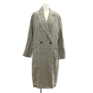 Glen Check coat コート グレンチェック ロング リネン カーキグレー ベージュ