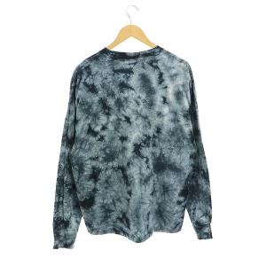 Onitsuka Tiger SWEATSHIRT ARCTIC SKY カットソー Tシャツ 長袖 総柄 ロゴ M 濃紺 ダークネイビー オフホワイト