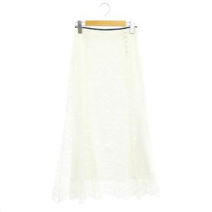 スカラップレース スカート ロング 36 S 白 ホワイト