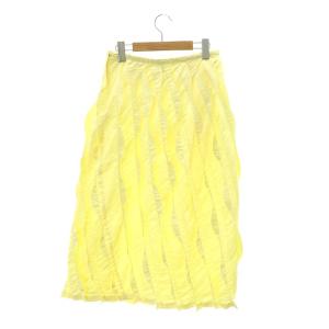 ISSEY MIYAKE ウェーブ ロングスカート ミモレ丈 台形 2 クリームイエロー