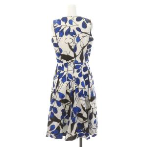 ANAYI 花柄 ノースリーブ ワンピース ロング 38 M 白 ホワイト 青 ブルー