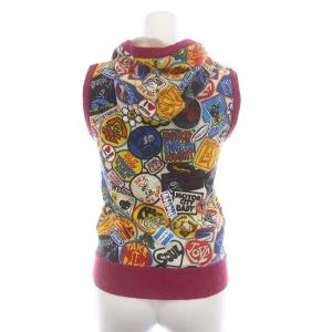 Hysterics GRUNGE POPS ステッカーデザイン ニットベスト フード 総柄 ラメ ジップアップ アンゴラ混