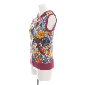 Hysterics GRUNGE POPS ステッカーデザイン ニットベスト フード 総柄 ラメ ジップアップ アンゴラ混