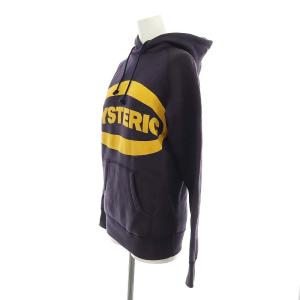 HYSTERIC GLAMOUR ビッグロゴフーディーパーカー トレーナー 長袖 プルオーバー フード付き コットン F 紺 ネイビー 黄 イエロー