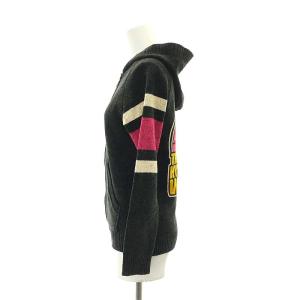 HYSTERIC GLAMOUR THE HYSTERIC WOMAN パイル ニット ジップアップ セーター 長袖 フード付き F 黒 ブラック マルチカラー