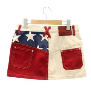 HYSTERIC GLAMOUR スター ミニ スカート 台形 ジップフライ コットン F ベージュ マルチカラー