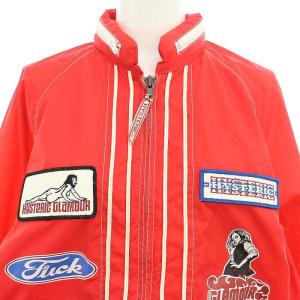 HYSTERIC GLAMOUR ワッペンジップアップナイロンブルゾン フルジップ フード付き F 赤 レッド マルチカラー