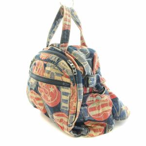 HYSTERIC GLAMOUR 2WAY ハンドバッグ ウエストバッグ デニム シャララ柄 総柄 缶バッチ マルチカラー