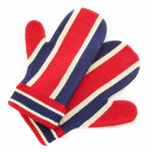 HYSTERIC GLAMOUR 手袋 グローブ ミトン ニット ロゴ 刺繍 赤 レッド 紺 ネイビー