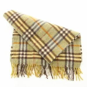 burberrys ヴィンテージ マフラー フリンジ カシミヤ ノバチェック カーキ